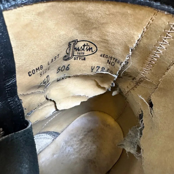 JUSTIN Kiltie Boots Womens Roper 5.5 D Leather Western LACER Black USA Riding - Picture 3 of 6